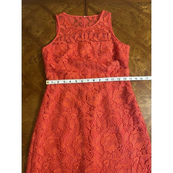 J Crew Collection Poppy Coral Floral Lace Sheath Dress Sz 2 Sleeveless Cocktail - Picture 6 of 7